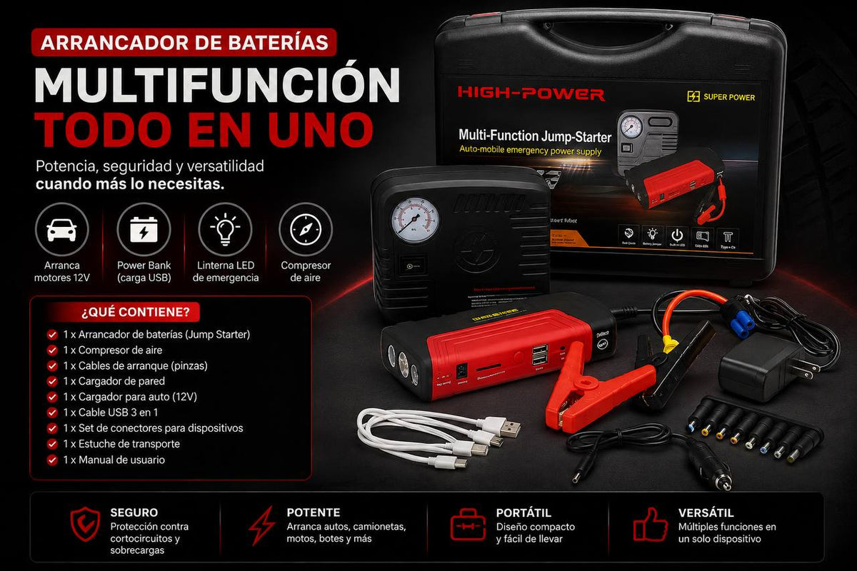 JUMPER DE BATERÍA Y COMPRESOR