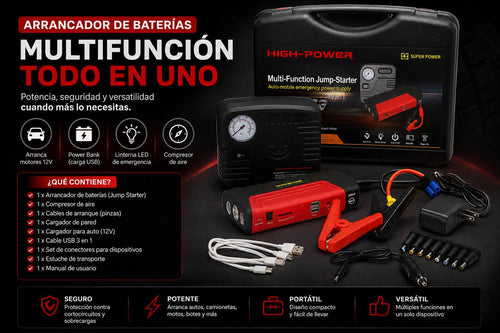JUMPER DE BATERÍA Y COMPRESOR