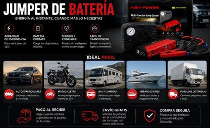 JUMPER DE BATERÍA Y COMPRESOR